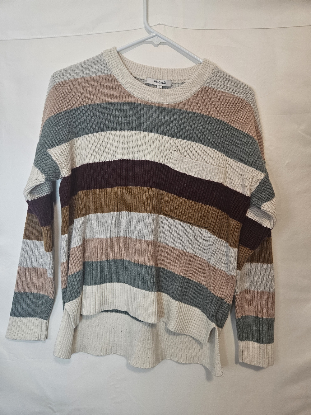 Madewell Striped Crewneck Sweater Cotton Blend Knit Casual Cozy Fall